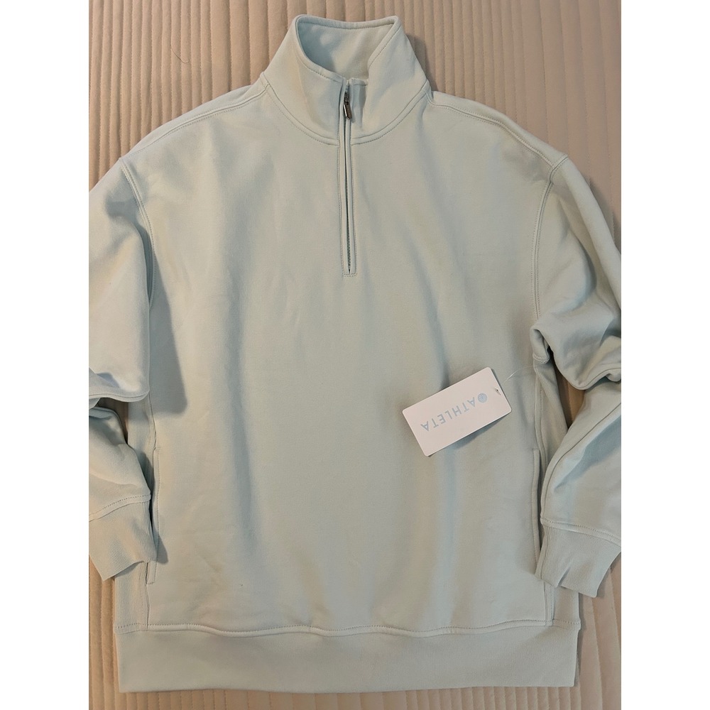 Athleta Forever Fleece 1/4 Zip Pullover Mint Small